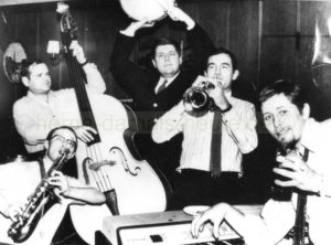 Die Modern Jazz Group während einer Probe für den Fernsehauftritt mit Günter Grass, Repro Norbert Kozicki
