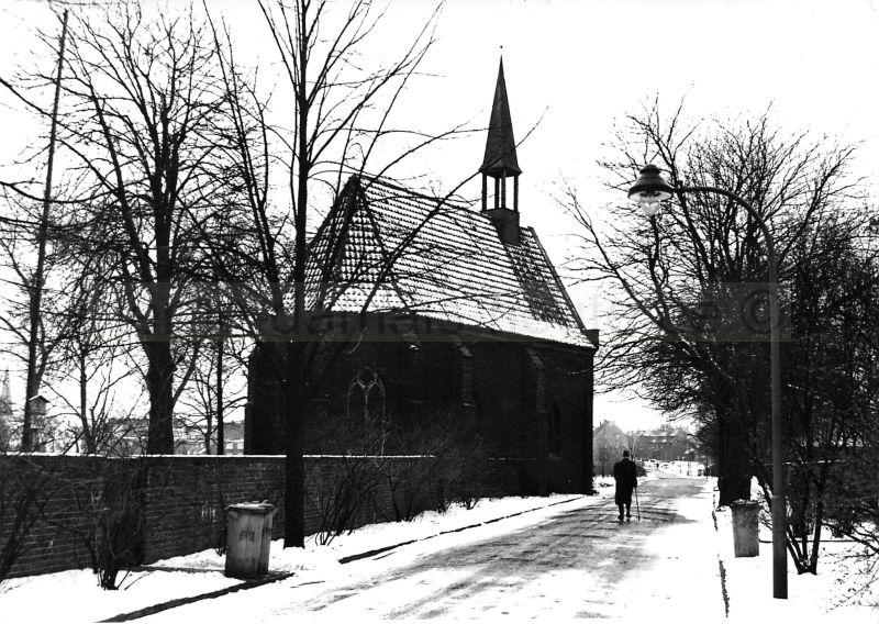 Schloss-Strünkede-Kapelle im Winter, 1960er Jahre, Foto Robert Grabski