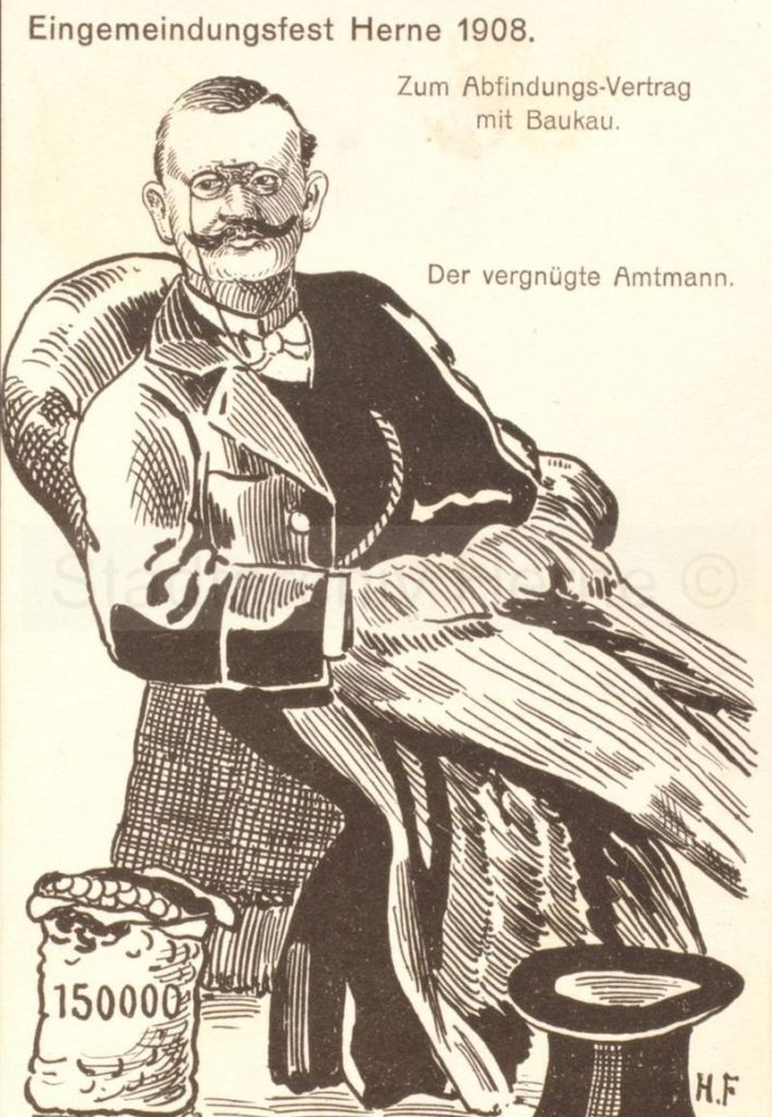 Spottkarte gegen Amtmann la Roche, Foto Stadtarchiv Herne