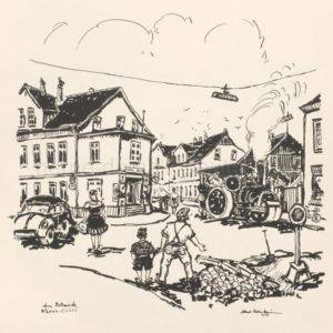 Am Bollwerk, Tuschezeichnung von Albert Kelterbaum, 1959, Foto Stadtarchiv Herne