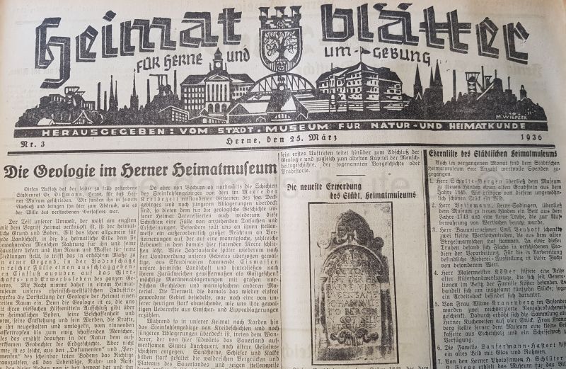Heimatblätter für Herne und Umgebung, Herner Anzeiger vom 25. März 1936, Repro Stadtarchiv Herne