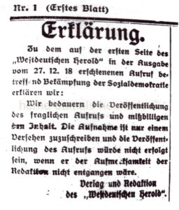 Erklärung des 'Westdeutschen Herold', Repro Norbert Kozicki