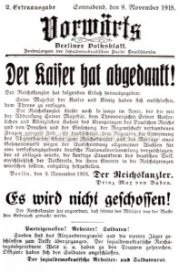 Vorwärts, Extraausgabe vom 09.11.1918, Repro Norbert Kozicki
