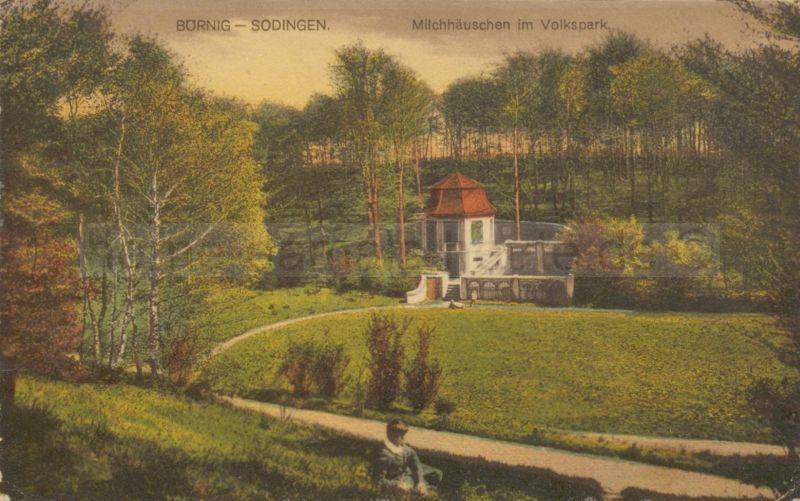 Milchhäuschen im Volkspark, Postkarte, gelaufen 1929, Repro Stadtarchiv Herne