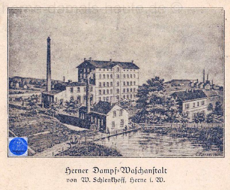 Herner Dampf-Waschanstalt, ehemals Ölmühle Funkenberg, Postkarte, undatiert, Repro Gerd Biedermann