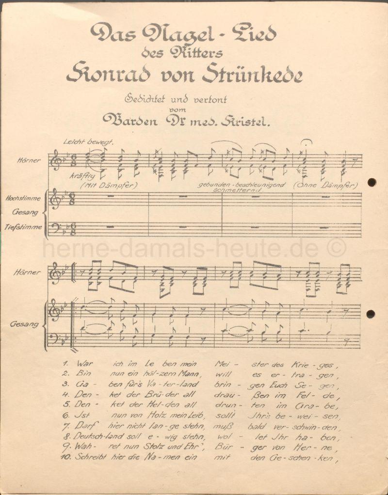 Nagel-Lied des Ritters Konrad von Strünkede, Seite 2, Repro Stadtarchiv Herne