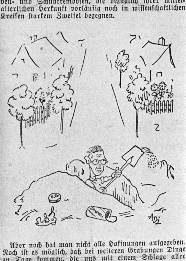 Der Archäologe Karl Brandt, Karikatur, 1930er Jahre, Repro Robert Grabski