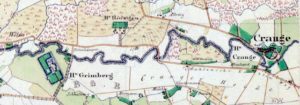 Gahlenscher Kohlenweg zwischen Haus Crange und Haus Grimberg, Auszug 'Preußische Kartenaufnahme', aufgenommen und aufgezeichnet im Jahr 1842, Blatt 5, Repro Stadtarchiv Herne