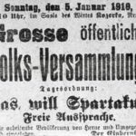 'Was will Spartakus', Einladung zur öffentlichen Volksversammlung am 05. Januar 1919, Repro Norbert Kozicki