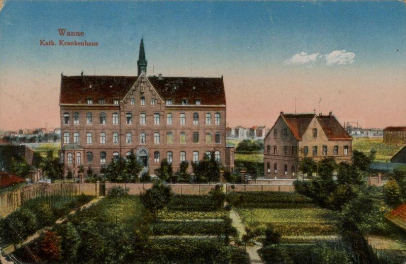 Das St. Anna Hospital als Postkartenmotiv, gelaufen 1918, Repro Stadtarchiv Herne